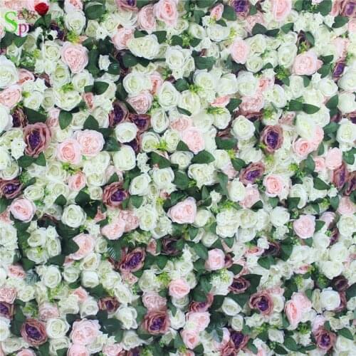 SPR Free Shipping 3D white pink green flower wall wedding backdrop artificial flower row and arch decorative flore