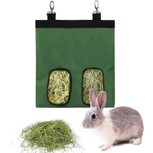 Large Capacity Hay Bag Hanging Pouch Feeder Holder Feeding Dispenser Container For Rabbit Guinea Pig Small Animals Pet