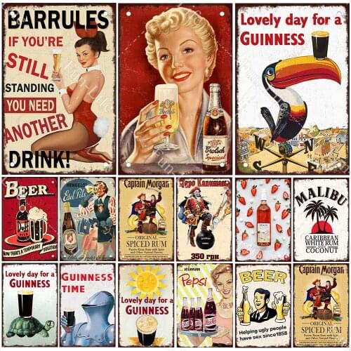 Ireland Beer Vintage Metal Bar Pub Cafe Shop Wall Decoration Guinness Beauty Tin sign Art Poster Home Decor Iron Plate 20x30 cm