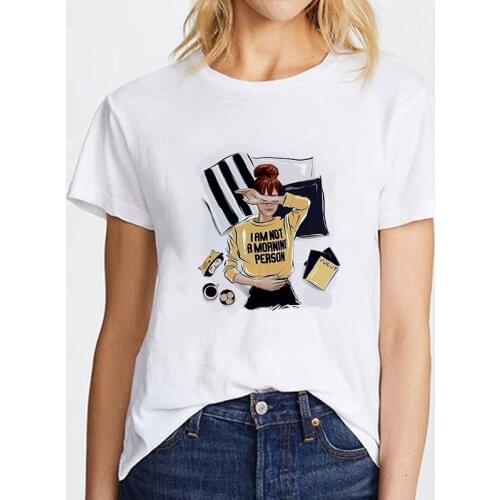 I am No A Morning Person Summer T-shirts Women Casual 90s T shirt Fun Graphic Tshirt Tops Lady Short sleeve Female Tee Clothes