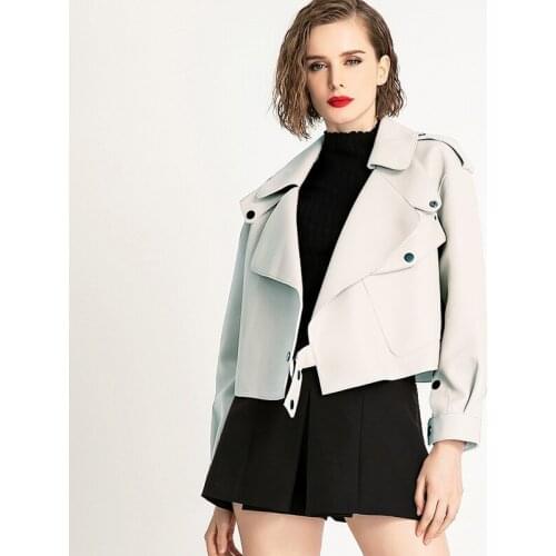 New Autumn Women Faux Leather Jacket Pu Soft Motorcycle Biker Red Coat Turn-down Collar Loose Streetwear Black Punk Outerwear