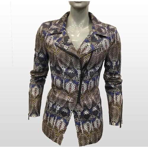 Women Genuine Leather Jacket Real Sheepskin Coat Digital Printing On Anaconda Pattern New Fashion Blazers Outerwear Real Leather