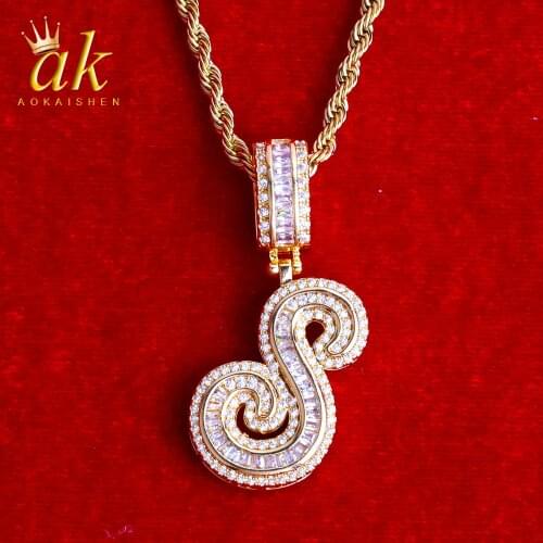 Women’s Cursive Baguette Letter Jewelry Initial Pendant