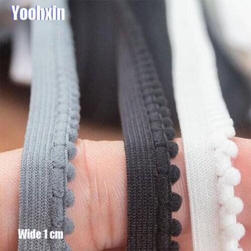 1CM Wide New white gray Black cotton Embroidery Lace Fabric DIY applique pompom collar trim ribbon Sewing pom pom guipure supply