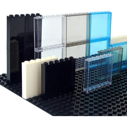 10pcs 1x6 1x4 Door Window Frame Wall City DIY Building Blocks Glass Transparent Panel House Parts MOC Bricks Construction 59350