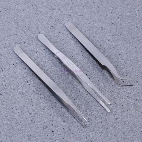 100set 3PCS/set 3PCS Premium Tweezers Stainless Steel Nipper Clipper for DIY Crafts (Straight+Curved+Blunt Serrated)