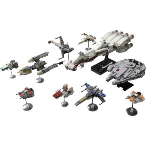 1125 PCS MOC Movie Series 56438 Space Aircraft Ship Falcon Building Blocks Modular Military Transportation Vehicles Block Model