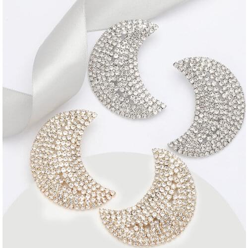 2021 Moon Shaped Rhinestone Earrings Womens Geometric Statement Earrings Fashion Romantic Wedding Jewelry