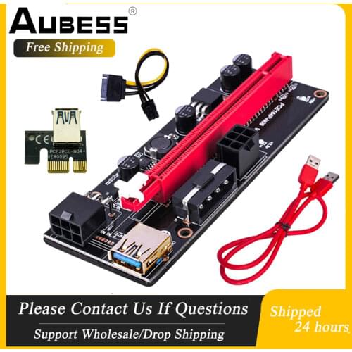 6pcs Newest VER009 USB 3.0 PCI-E Riser VER 009S Express 1X 4x 8x 16x Extender Riser Adapter Card SATA 15pin To 6 Pin Power Cable