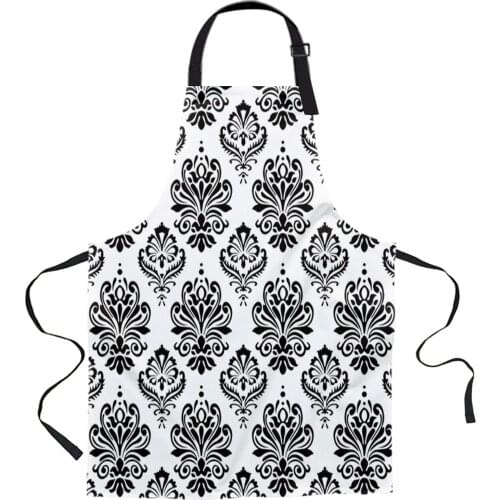 Black Jacquard Retro European White Aprons for Women Men Kid Cooking Baking Apron Kitchen Utility Equipment Accessories