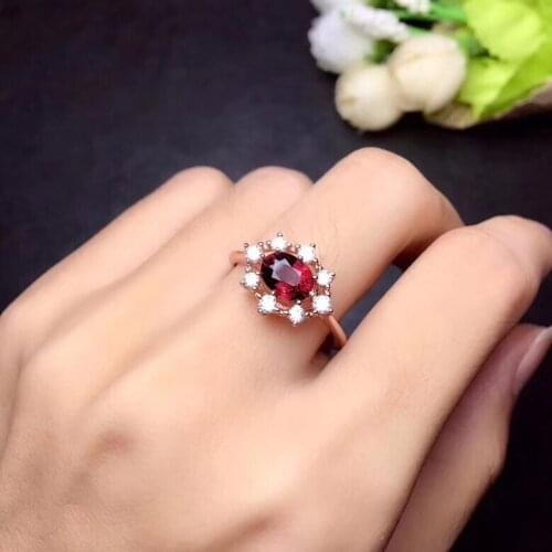 Garnet ring Natural and real garnet ring 925 stelring silver 5*7mm gem For Men Or Women