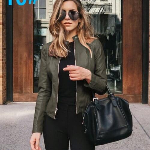 Autumn And Winter New Solid ColorJacket Womens PU Leather Warmth Fashion Long-Sleeved Motorcycle Jacket Thickening Street Coat