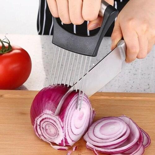 Stainless Steel Onion Needle Food Slice Assistant Vegetable Holder Stainless Steel Onion Cutter Onion Chop Fruit Vegetables