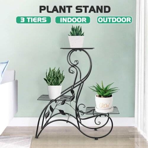 3 Tier Metal Plant Stand Flower Rack Pot Storage Rack Display Shelf Holder Home Indoor Outdoor Decor Garden Balcony 60x22x60cm