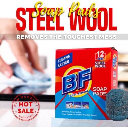 Steel Wool Soap Pads Metal Scouring Cleaning Pads for Dishes Pots Pans and Ovens Easy Cleaning of Tough Kitchen Grease and Oil