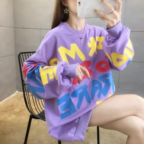 2021 plus size womens spring and autumn thin long-sleeved sweatshirt female Korean version loose and thin design top hoodie