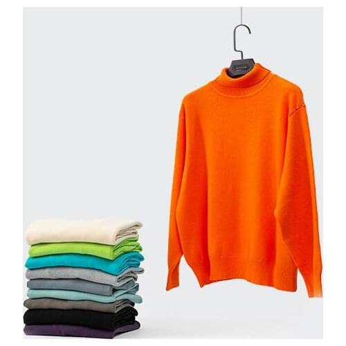 Fashion Pullovers Turtleneck Mens Knit Sweaters Solid Color Loose Knitwear Autumn Basic Primer Shirt Sweater Mens Male Clothing