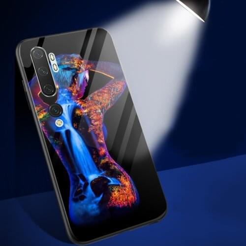 Luminous Soft Silicone Back Coverr For XiaoMi Mi Note 3 10 Lite 3D Luminous Tempered Glass Case For XiaoMi CC9 Pro CC9E