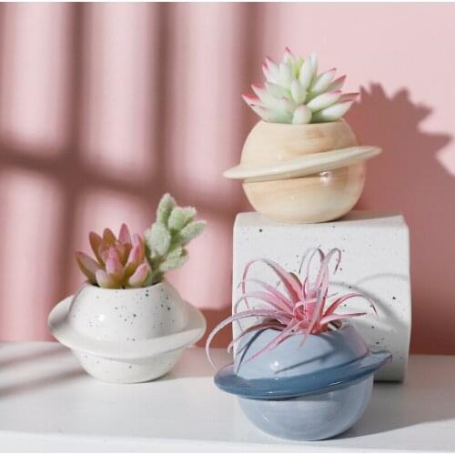 Nordic Ins Planet Succulent Flower Pot Ceramic Cute Small Fresh Art Balcony Home Decoration Ornaments Garden Cactus Potted Plant