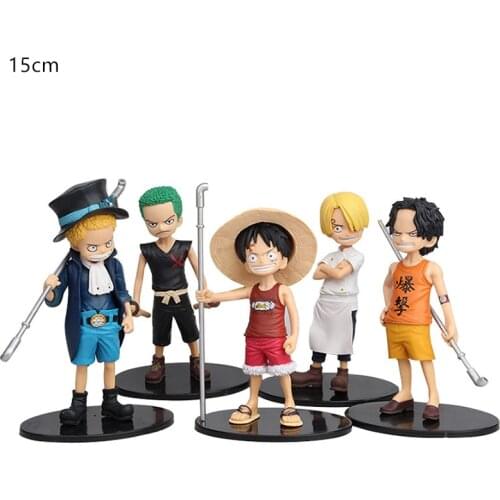 New One Piece Suit Childhood Luffy Ace Solon Sanji Sabo Model Decorations Home Decorations Handmade Model Collection Toys