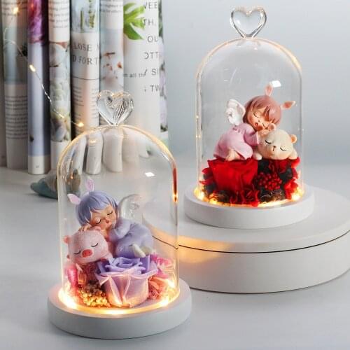 New Style lovely Angel Rose In A Glass Dome LED Rose Lamps birthday Party Decorations Christmas Valentines Day Gifts For Girls