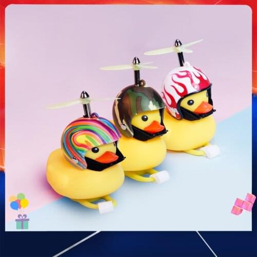 New Bicycle Duck Bell with Light Broken Wind Small Yellow Color Duck MTB Road Bike Motor Helmet Riding Cycling Accessories 2020