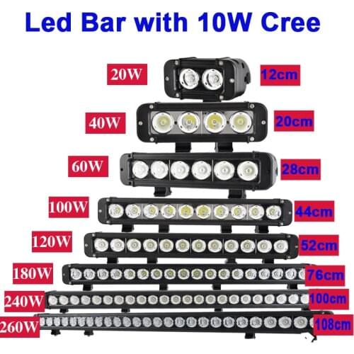 Singlr Row Led Light Bar Straight Driving Led Bar Working 20w 40w 60w 100w 120w 180w 240w 260w Offroad Spot Off Road Flood Combo