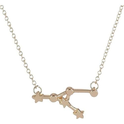 Wholesale 10Pcs New Zodiac Sign Star Astrology Pendant Constellation Mix Color Women Link Chain Simple Science Jewelry