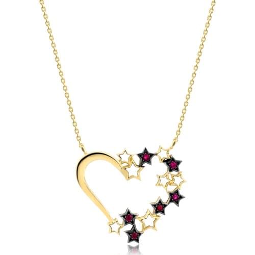 14k Gold Natural Ruby Star of My Heart Necklace WPN1062YYKY