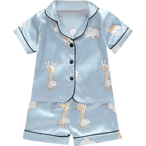 Kids Clothes Baby Pajama Sets Boys Girls Cartoon Deer Print Outfits Set Short Sleeve Child Blouse Tops+Shorts Sleepwear Pajamas