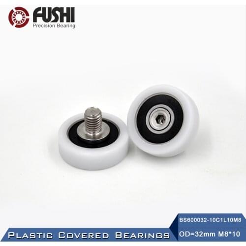 6000 2RS Screw Pulley Bearing OD 32 mm M8*10 ( 2 PCS ) Doors and Windows Roller Mute Wheel POM 6200 RS Plastic Covered Bearings