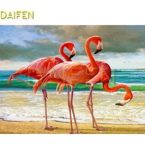 Full Square Diamond mosaic Flamingo seaside 5D DIY Diamond painting Cross stitch Full Round Diamond embroidery Flamingo seaside