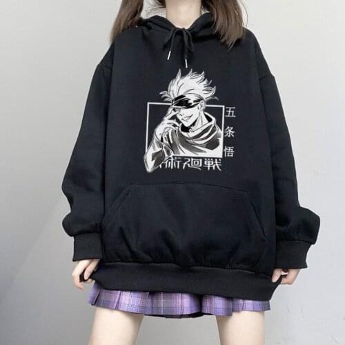 Jujutsu Kaisen Anime Casual Hoodies Tops Loose Long Sleeves Kawaii Pullovers Aesthetic Clothes Womens sweatshirt Y2K Streetwear