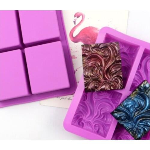 4-connected rectangular wavy pattern model handmade soap DIY essential oil silicone baking cake mold