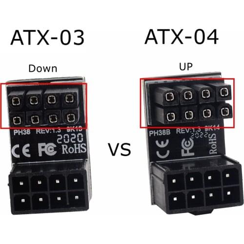 ATX 8pin Male 180 Degree Angled to 8Pin Female Power Adapter Connector for Desktops Graphics Card