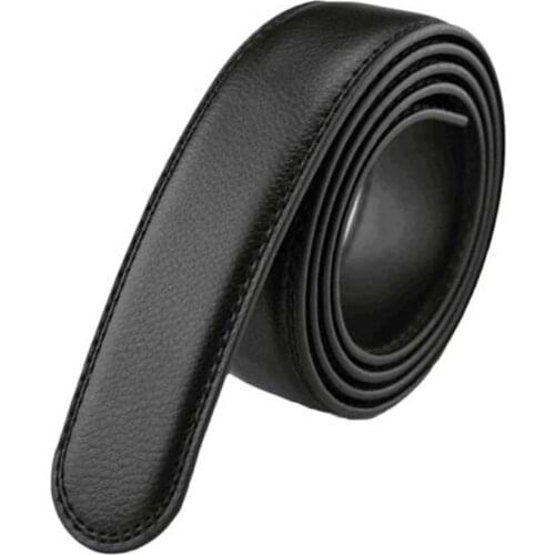 120x3.5cm Business Style Pu Leather Mens Automatic Ribbon Black Waist Strap Belt Without Buckle Luxury Women High Quality