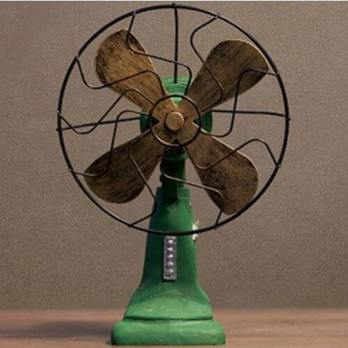 Retro Nostalgic Fan Home Vintage Fan Miniature Europe Style Figurines Home Decor