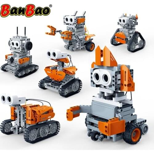 BanBao STEM 6 In 1 Robot Ultrasonic Control Obstacle Avoidance Bricks Educational Model Building Blocks For Children Toys 6917