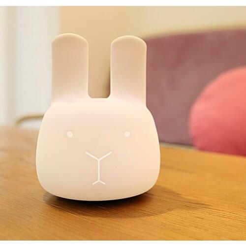 Rabbit type Silicone Touch Sensor Beside night lamp /LED Table Battery operated Night Children Bedroom Decor Lamp lighting
