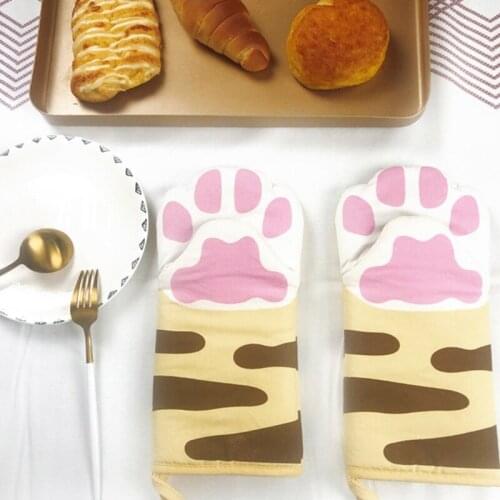 Cute Cat Paw Shaped Baking Insulated Gloves Oven Hob Heat Insulation Hand Cover#4523