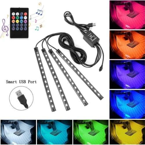 5V 48Leds Light Car Interior Light RGB LED Strip Tape with Music/IR/Bluetooth APP Control Auto Decorative Flexible Neon Lamp