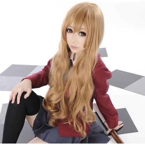 TIGER DRAGON Toradora! Aisaka Taiga 80cm Long Linen Brown Wavy Heat Resistant Cosplay Costume Wig