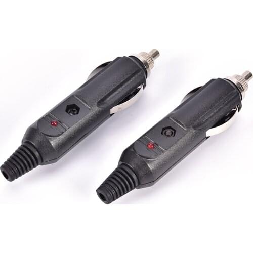 Convenient 2PCS 12V Universal Male Car Cigarette Lighter Socket Plug Connector 15A Fused