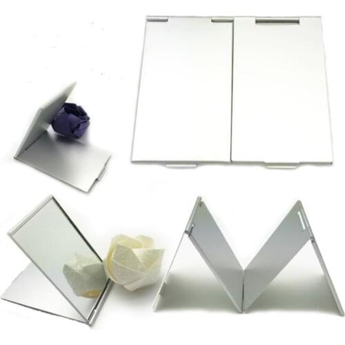 1pcs Ultra-thin Make Up Pocket Mirror Cosmetic Rectangle Foldable Silver Makeup Mirrors Gift For Girl