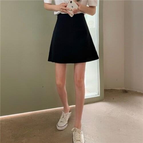 Spring and Summer 2021 New A-line Skirt High Waist Slim Short Skirt Solid Color Wild Western-style Hip Skirt