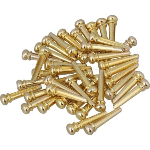 Yibuy Golden Brass Slotted Bridge Pins End Pins Set for Acoustic Guitar Replacement Pack of 60
