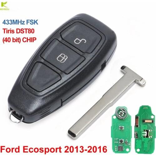 KEYECU Replacement Smart Remote Car Key FOB 2Button DST+80(40bit) Chip 433MHz FSK For Ford Ecosport 2013 2014 2015 2016