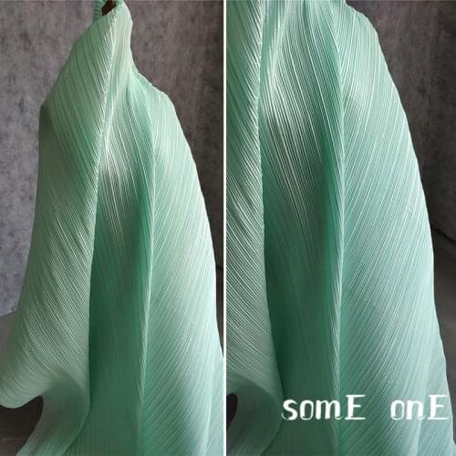 Stiff Pleated Fabric Light Green Miyake Folds DIY Patchwork Clothes Background Decor Art Painting Skirt Dress Designer Fabric