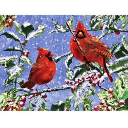Winter Diamond Embroidery Painting Cardinal Birds Mosaic Rhinestone Sticker Wall Decor New Arrival Puzzle Picture Diamond Dots