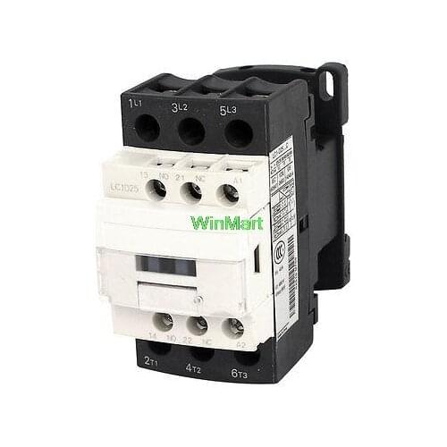 110V 50/60Hz Coil 40A 3-Pole NO NC DIN Rail Mount AC Contactor LC1D25
